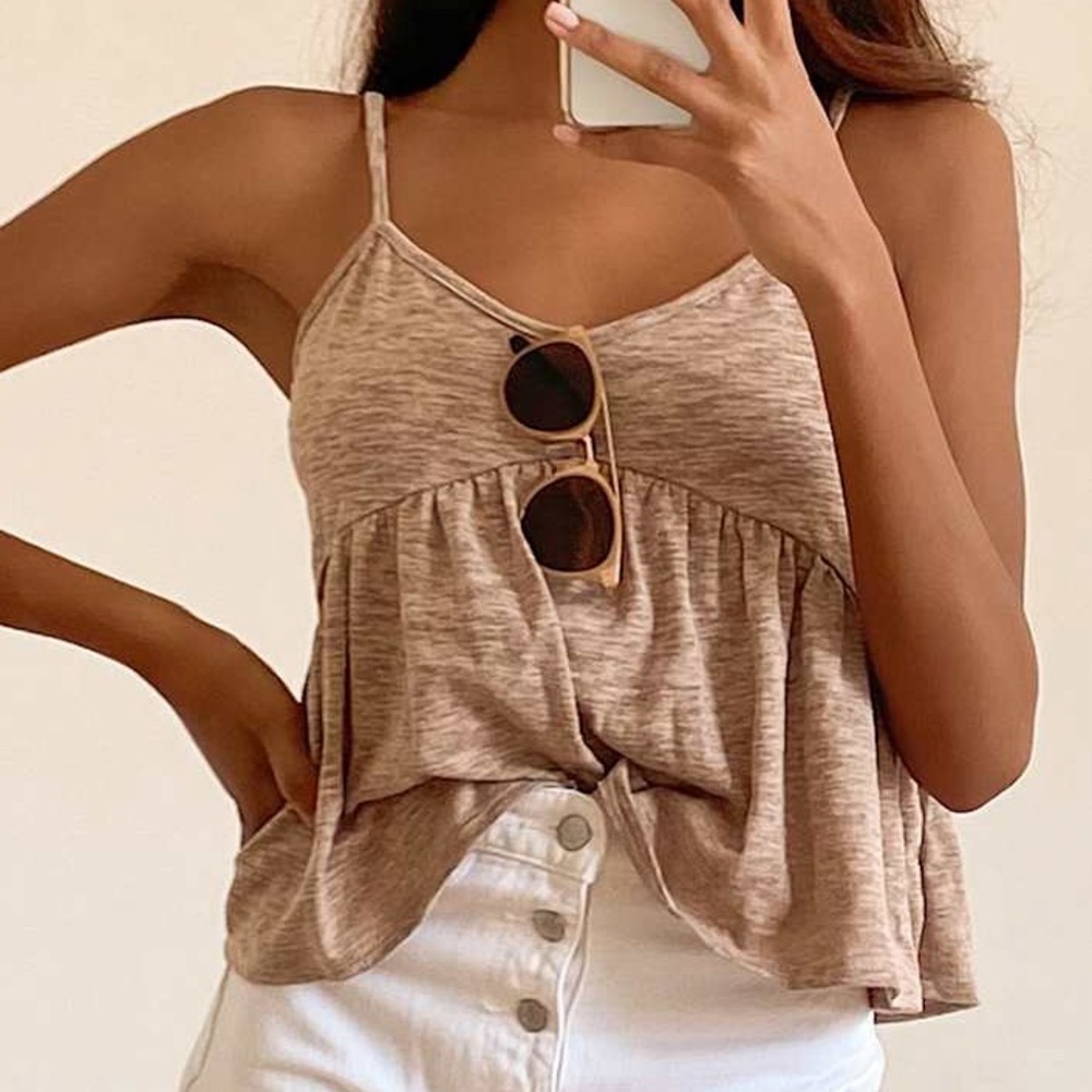 Right Direction Taupe Peplum Tank Top